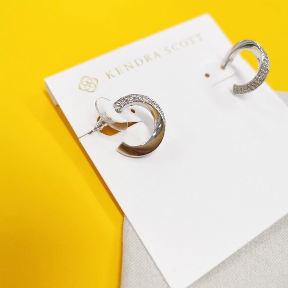 Kendra Scott Ella Silver White Crystal Earrings - Picture 2 of 4